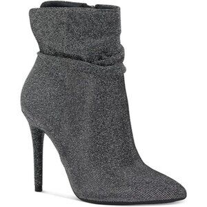 Jessica Simpson Lerona Zipper Pointed Toe Booties Pewter Glitter Gabor Size 5.5M